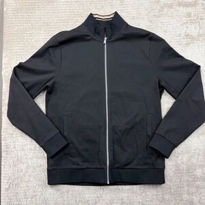 Hugo Boss Mercerised Cotton Blend Full Zip Track Jacket Black XL Striped Collar